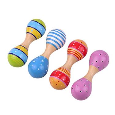 Imagem de Maracas de Madeira Para Brinquedos de Instrumentos Musicais Coloridos Fofos Para Bebês Meninas Meni Crianças, Pacote de 4 Peças (Cor Aleatória Muito)