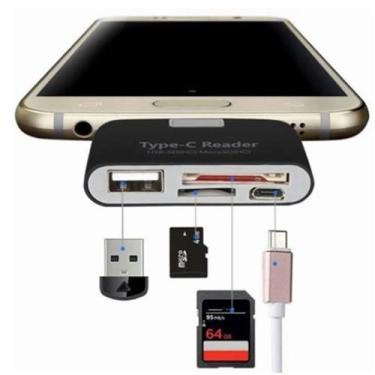 Imagem de Adaptador Para leitor de cartão Usb 2.0 e Hub - A.R Variedades MT