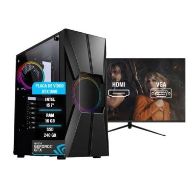 Imagem de Pc Gamer i5 7 GTX 1650 16Gb SSD 240 Fonte 600 Monitor - AMORIM TECH