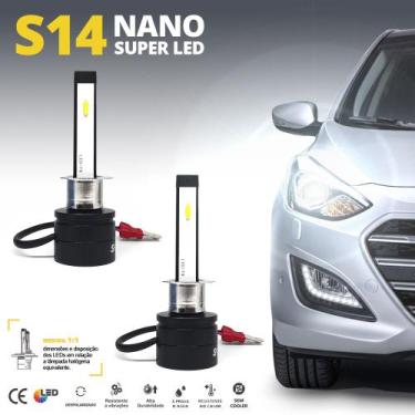 Imagem de Par Lâmpadas H1 Farol Alto Peugeot 306 Super Led Mini Nano 6000k Sem A