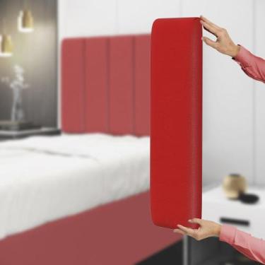 Imagem de Painel Modulado Nashira 140 Couro Aradecor, Vermelho, CASAL PADRãO