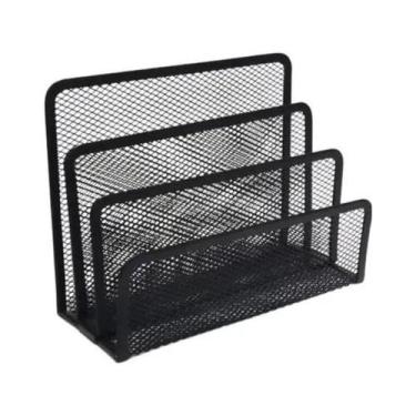 Imagem de Porta Papeis Para Mesa Aramado Preto 3 Divisões Top Rio