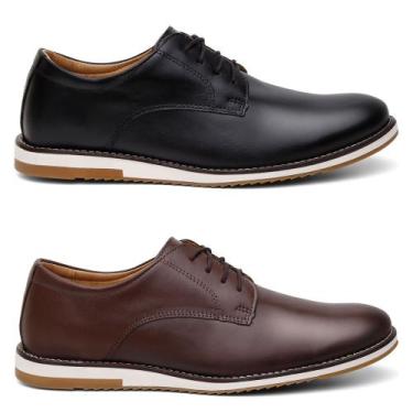 Imagem de Combo Oxford Masculino Em Couro Macio Leve 2 Pares Oferta - ONIX SHOES