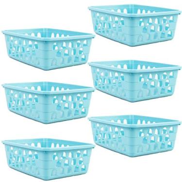 Imagem de Kit 6 Cestos Multiuso Organizador Pequeno Azul 16x12x6Cm - 123 Organiz