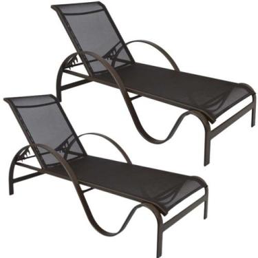 Imagem de Kit 2 Espreguiçadeira Piscina Alumínio Tela Sling Móveis Piscina - Nos