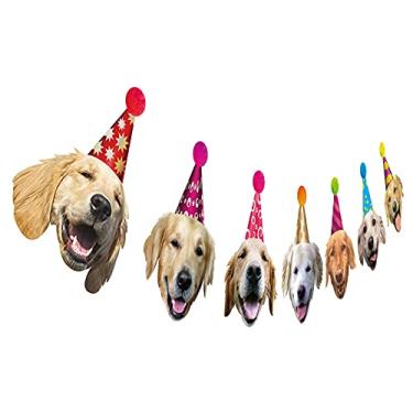Imagem de Golden Retriever Birthday Garland, Dog Face Portrait Birthday Banner, Bday Bunting Decoration