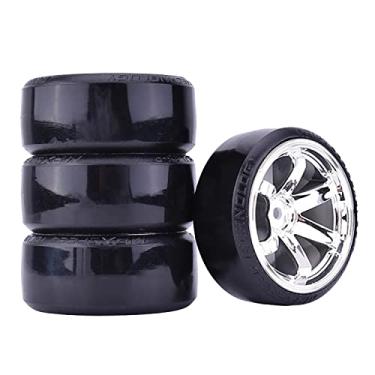 Imagem de WONFAST 4Pcs 63mm RC Drift Car Tires Hard Tyres Plastic Wheel Rims for 1/10 Traxxas HSP Tamiya HPI Kyosho On-Road Drifting Car Spare Parts (Silver)