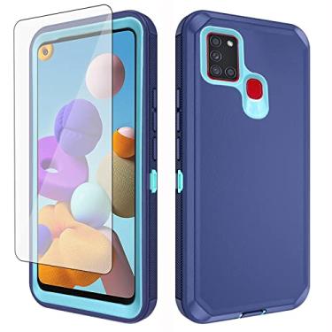 Imagem de Asuwish Capa de celular para Samsung Galaxy A21S com protetor de tela de vidro temperado e capa de celular híbrida, resistente, à prova de choque, resistente, acessórios para celular Glaxay Galaxies A