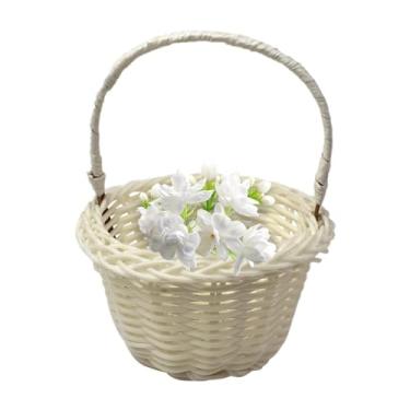 Imagem de Cesta de floristas, cesta de casamento para florista | Cestas de flores para casamento - Cesta de flores com alça, cesta para flores, cesta de armazenamento de tecido, cesta decorativa, decoração de c