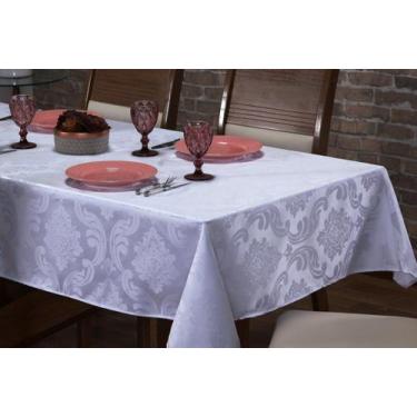 Imagem de Toalha Mesa Jacquard Quadrada 4 Lugares Branca - J.J Enxovais