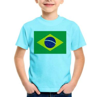 Imagem de Camiseta Infantil Bandeira Brasil - Foca na Moda, Azul claro, 8