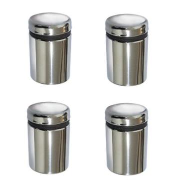 Imagem de Kit 4 prolongador inox polido 25 x 25 mm suporte vidro painel placa ma