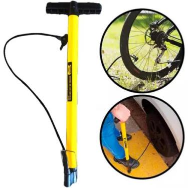 Imagem de Bomba Encher Pneu Bicicleta Moto Bola Leve E Resistente Cor Amarelo Al