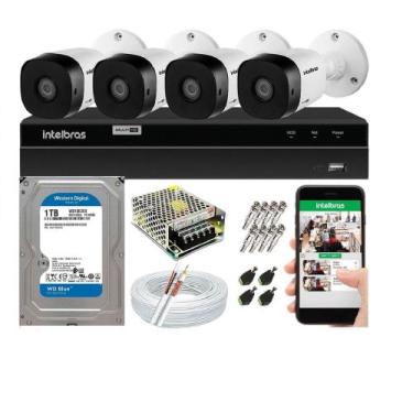 Imagem de Kit Cftv 4 Câmeras De Segurança Intelbras Multi Hd 720p E Dvr Mhdx 120