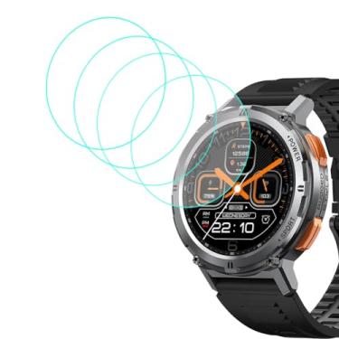 Imagem de smaate Protetor de tela de vidro temperado compatível com KOSPET TANK T2, AMAZTIM T2 3.6 cm relógio inteligente redondo robusto masculino, 4 peças, 9H