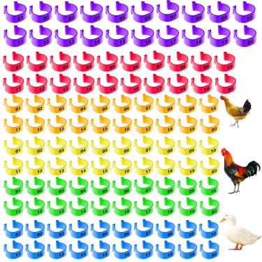 Imagem de Peirich 120 peças de anéis de perna de frango - faixas de perna de frango com números coloridos faixas de perna de aves de capoeira, anéis de perna de clipe para patos, pintinhos, galinha, pombos,