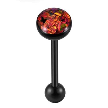 Imagem de Niaspi Anéis de língua de opala 14G de aço inoxidável para piercing de língua, joia com rosca interna, barra hipoalergênica, preta, para mulheres e homens, 14g, Aço inoxidável, Sem Pedra Preciosa