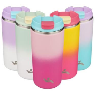 Imagem de Konokyo Copo com tampa, caneca de café de viagem de 350 ml, parede dupla, vácuo, aço inoxidável, copo de metal térmico, garrafa de água isolada, cereja