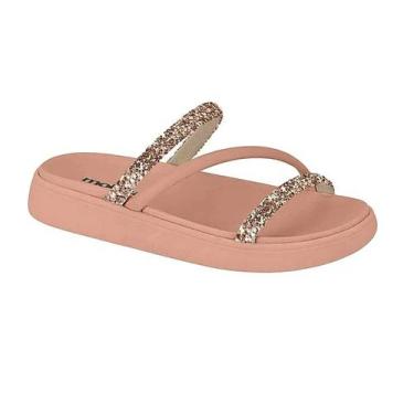 Imagem de Sandália Feminina Papete  Maxxi Glitter Verão  - Moleca, Nude, 34