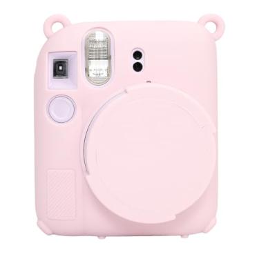 Imagem de AEXUTDA Capa para câmera Instax Mini 12, capa de silicone para câmera Mini12, antiarranhões, ajuste fino, pele macia, mini 12 acessórios com capa de lente removível, rosa claro