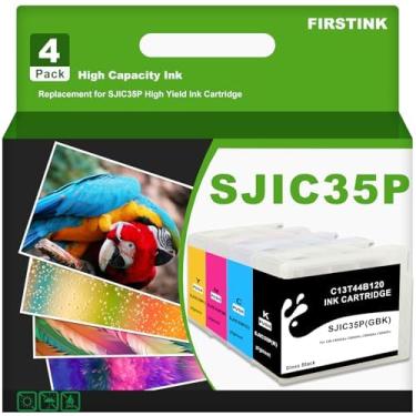 Imagem de Cartuchos de tinta SJIC35P de alto rendimento C13T44B120 C13T44B220 C13T44B320 C13T44B420 Remanufatura de tinta compatível com ColorWorks CW-C6000P CW-C6500A CW-C6500P CW-C6000P Jato de tinta colorido