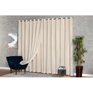 Imagem de Cortina de Linho com Blackout 4x2,60 Sala Quarto Luxo - KALUROS, PALHA