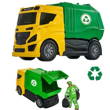 Imagem de Caminhão De Brinquedo Coletor De Lixo Reciclados 21cm - Bs Toys