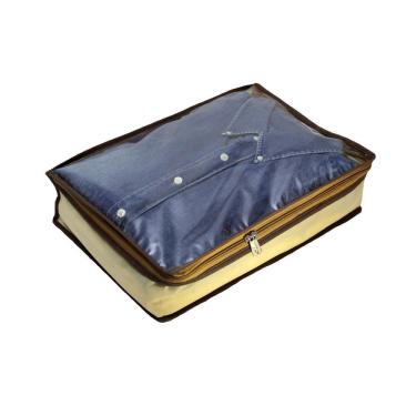 Imagem de Capa Organizador Premium Bege Tnt 40X27X10 Porta Camisa Vestido Roupa