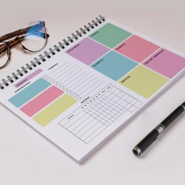 Imagem de PLANNER SEMANAL PERMANENTE A4 (21x29,7cm) - 52 Folhas (1 Ano) - Bloco de Planejamento de Tarefas e Rotina com Espiral | Organizador de Produtividade Não Datado para Escritório, Estudos e Casa | Capa Transparente