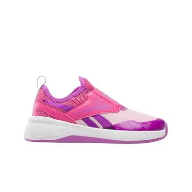 Imagem de Reebok Tênis infantil Zig Dynamica 5 de renda elástica para meninas, Cinza escuro/brilho digital/roxo crepúsculo, 12 Little Kid