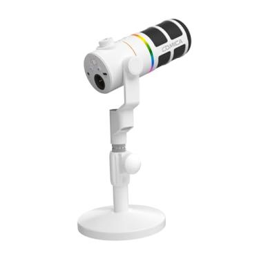 Imagem de COMICA EJoy D10 D XLR USB Microfone Dinâmico com Suporte de Mesa para Jogos/Transmissão ao Vivo/TikTok/Gravação de Podcast, com Luz RGB, Botão Mudo Para PC, Smartphone, Computador, Mac, Xbox, PS4/5
