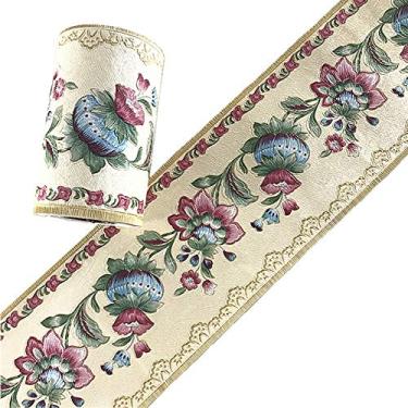 Imagem de Taamall Simplemuji 5 metros lanterna amarela clara flor papel de parede autoadesivo borda PVC cobertura de parede bordas banheiro cozinha azulejos decoração adesivo