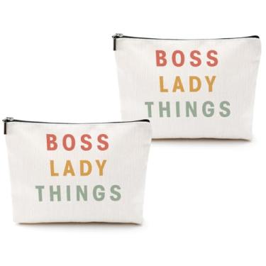 Imagem de CQM 2 peças de presentes Boss Lady para mulheres, bolsa de cosméticos Boss Lady, presente de agradecimento de colega de trabalho, mentor, supervisor, líder, Natal, aniversário, aposentadoria