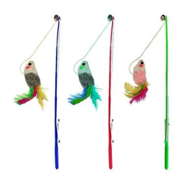 Imagem de Brinquedo Napi Vara Peixe e Penas para Gatos - Cores Sortidas