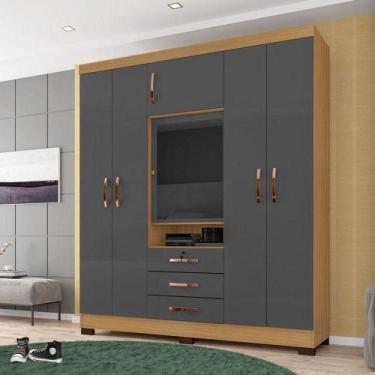 Imagem de Guarda Roupa Casal Ambiente Imperial Carvalho Americano Grafite - Inco