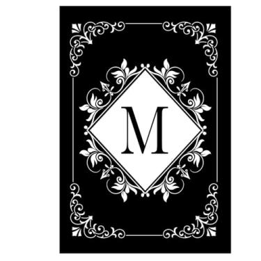 Imagem de Briarwood Lane Monograma preto e branco M bandeira de jardim dupla face