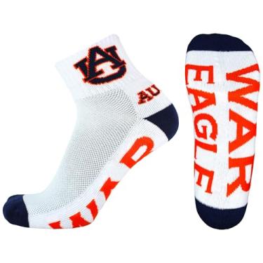 Imagem de NCAA Auburn Tigers Meias brancas com salto/dedo do pé, laranja/azul, tamanho único