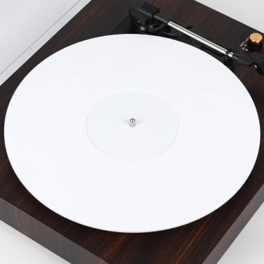 Imagem de Tapete para toca-discos de acrílico: 30,5 cm, tapete deslizante de vinil, acessórios para toca-discos antiestático, qualidade de som aprimorada, redução de ruído (branco)