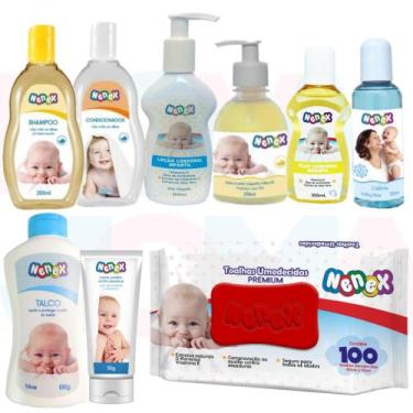 Imagem de Kit Banho nenex Azul 09 peças shampoo ,condicionador ,sab liquido ,tal