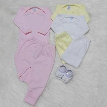 Imagem de Conjunto para Bebê Body Manga Longa Menina + Mijão + Sapatinho Bebê Ki