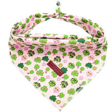 Imagem de Elegant little tail Bandana para cães do Dia de São Patrício, bandanas de trevo para cães, 1 peça, lavável, macio, cachecol feminino ou masculino, lenço quadrado para cães, bandana ajustável para cães