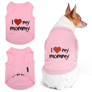 Imagem de Parisian Pet Camiseta para cachorro com palavras bordadas "I Love My Mommy" - 100% algodão, roupas rosa para cães - colete sem mangas para animais de estimação - lavável na máquina para cães grandes