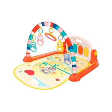 Imagem de Tapete de Atividades Musical com Piano e Luzes para Bebê, 80 x 60 cm, Arco com Brinquedos, Laranja