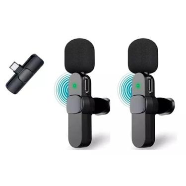 Imagem de Microfone Lapela Sem Fio Duplo Tipo-C, Compat?vel com Celular, para Grava??o de V?deos e Lives, Preto, BM-221
