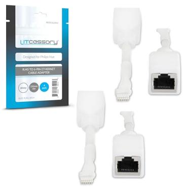 Imagem de Litcessory Adaptador de cabo Ethernet RJ45 para 6 pinos para Philips Hue/Solo Lightstrip (pacote com 4 - dois pares, branco - MICRO 6-PIN V4 / Solo Lightstrip)