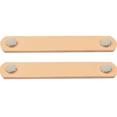 Imagem de Puxador de gaveta de couro genuíno com 2 peças da Creation Core para armários com parafuso, Hole Distance:3.78", Bright Chrome Copper Head