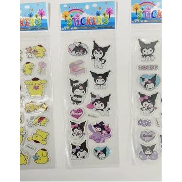 Imagem de 03 Cartelas de Adesivos Corações 3D Puff Bichinhos Borboleta Coração Boneca Unicórnio Ursinho Mangá Estrela (01 cartela Hel lo Kit ty + 02 Cartelas seus Amigos)