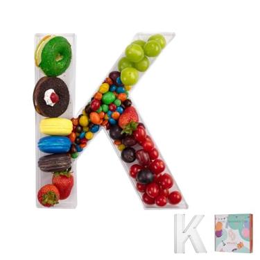 Imagem de Bandeja de charcutaria de acrílico com letras e números de 28 cm – Caixa de alfabeto reutilizável preenchível para doces, lanches, cupcakes – Travessa de servir para aniversário, casamento, festa de