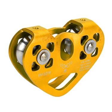 Imagem de YOUTHINK Polia Tirolesa Com Pinina de 30kn de Escalada Com Rolamento Duplo Pesado para Escalada e Tema do Alumínio de Alumínio e Parque de Diversões de Aço Inoxidável para 1 X Polia (Ouro)