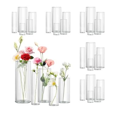 Imagem de Zomiol Vaso de vidro de 30 peças para centros de mesa, 4,6,7,5, 8,10 cm de altura, cilindro transparente, suporte de vela flutuante para mesa de casamento, decoração de casa e festa